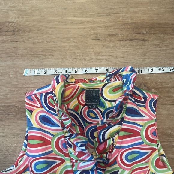 Melly M Riverside Ruffle Printed Wrap Dress Size - 6 - Picture 12 of 16